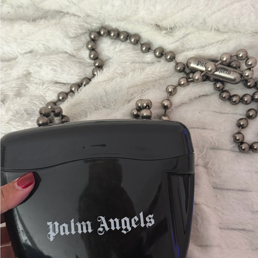 Palm Angels Black Clutch with Silver Accents